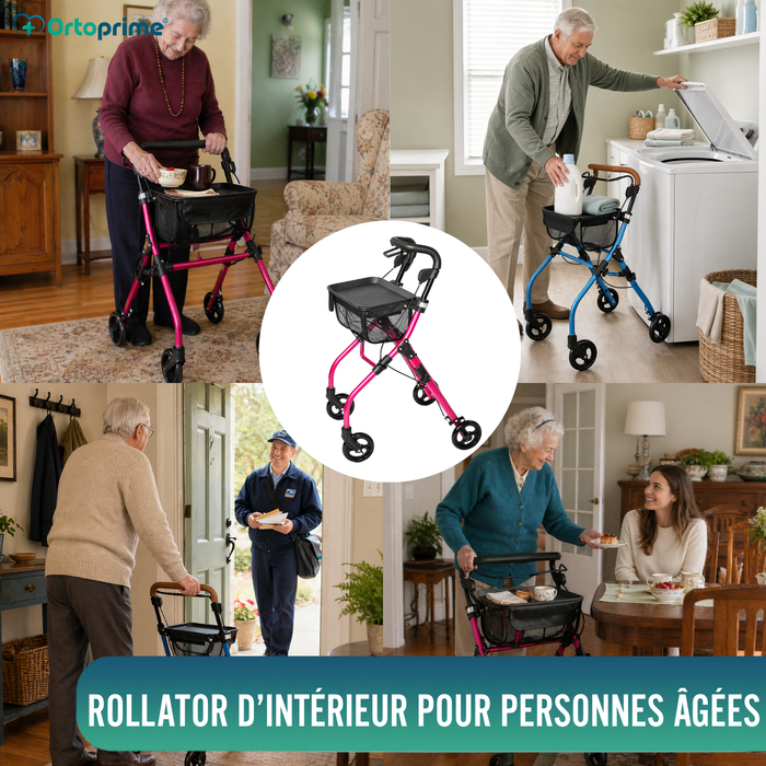 Déambulateur Rollator Intérieur Pliant avec Plateau