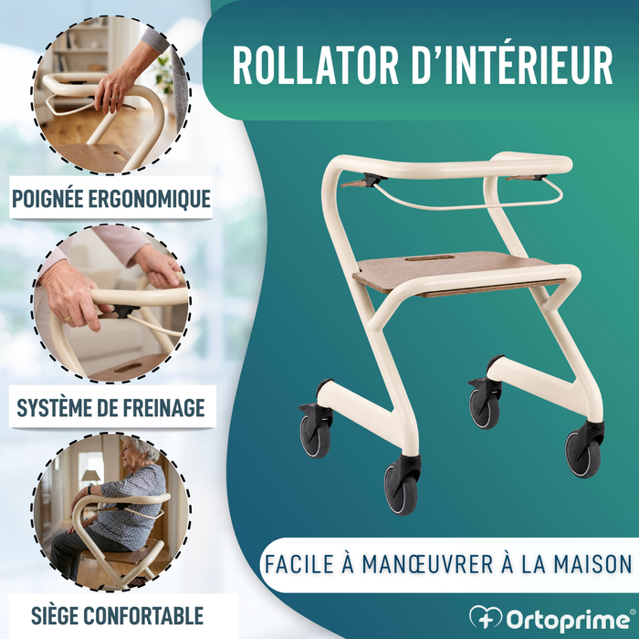 Rollator avec Siège et Frein Central | Usage Intérieur