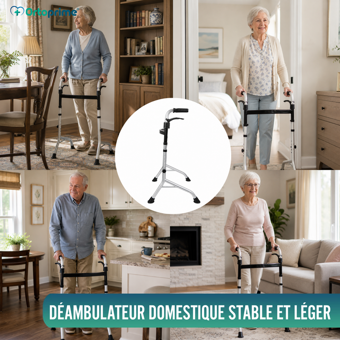 Déambulateur sans Roues avec Poignées Pliables | Hauteur Réglable