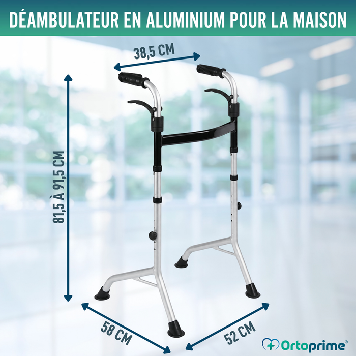 Déambulateur sans Roues avec Poignées Pliables | Hauteur Réglable