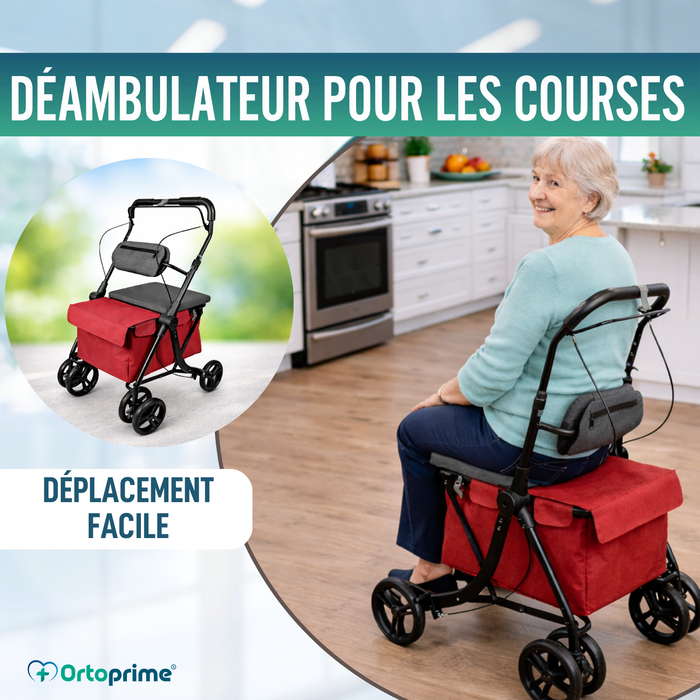Déambulateur avec Chariot Pliable | Siège Intégré