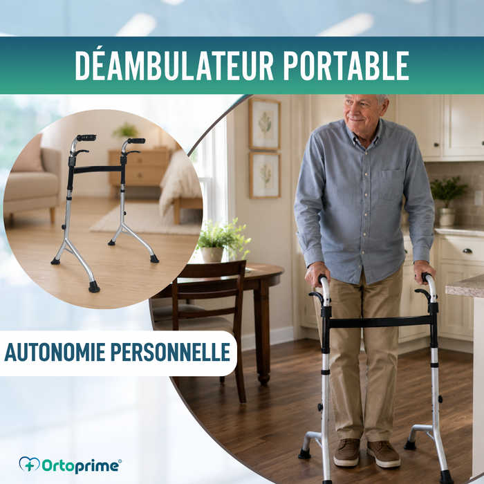 Déambulateur sans Roues avec Poignées Pliables | Hauteur Réglable