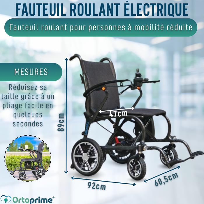Fauteuil Électrique Compact pour Handicapé | Fibre de Carbone