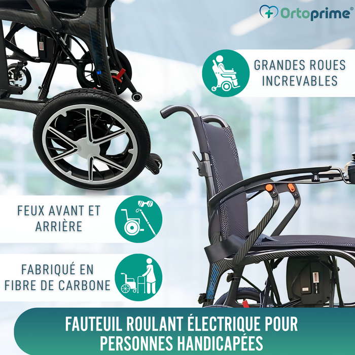 Fauteuil Électrique Compact pour Handicapé | Fibre de Carbone