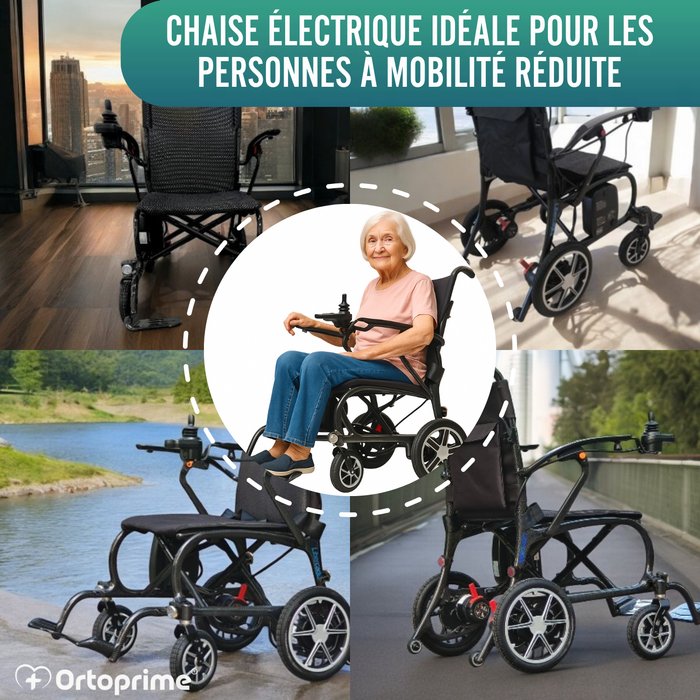 Fauteuil Électrique Compact pour Handicapé | Fibre de Carbone