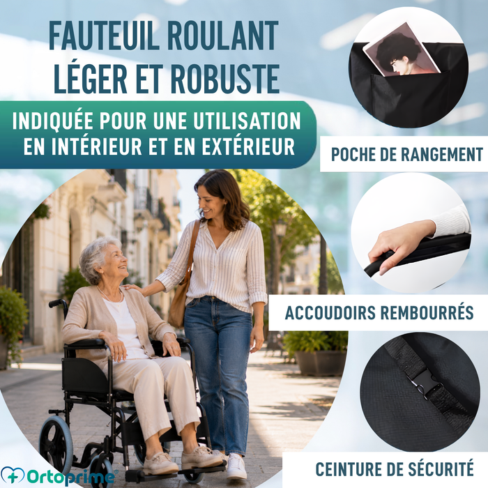 Fauteuil Roulant Pliable Orthopédique pour Adultes