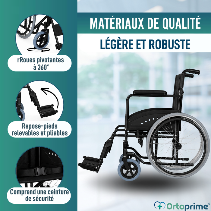 Fauteuil Roulant Pliable Leger pour Adulte Autopropulsable