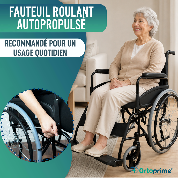 Chaise Roulante Pliante Auto-propulsée Avec Ceinture de Sécurité