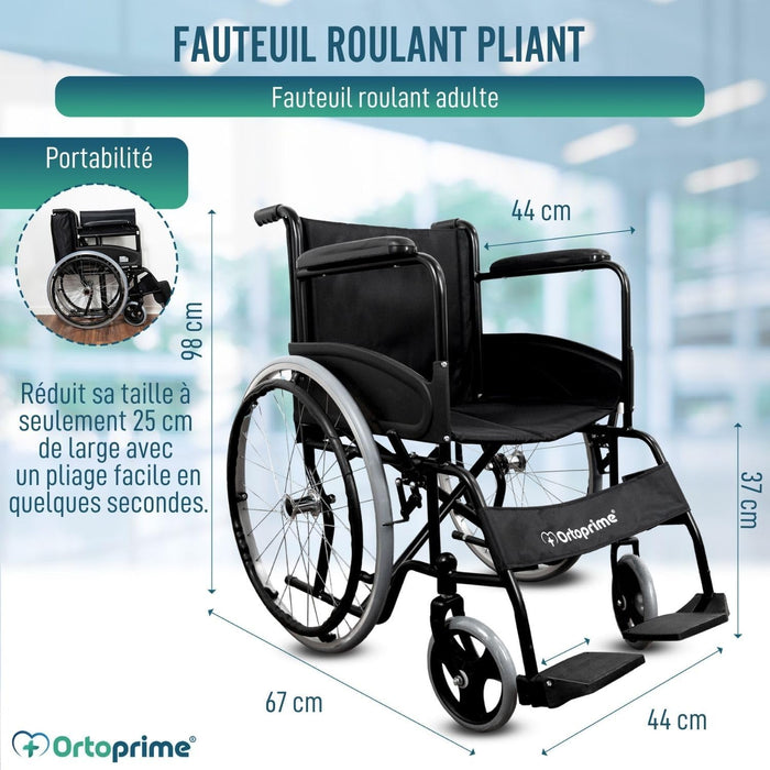 Chaise Roulante Pliante Auto-propulsée Avec Ceinture de Sécurité