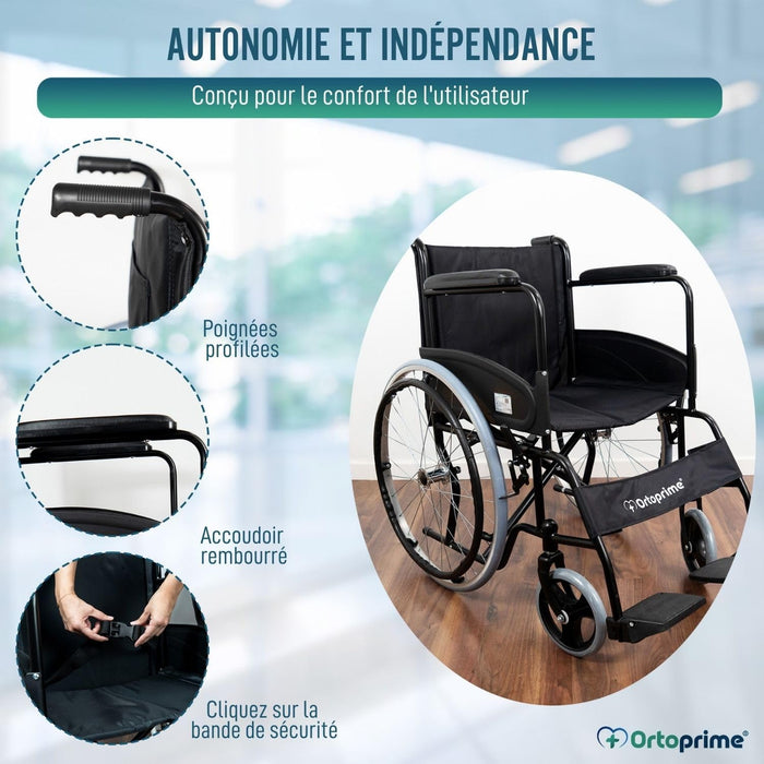 Chaise Roulante Pliante Auto-propulsée Avec Ceinture de Sécurité