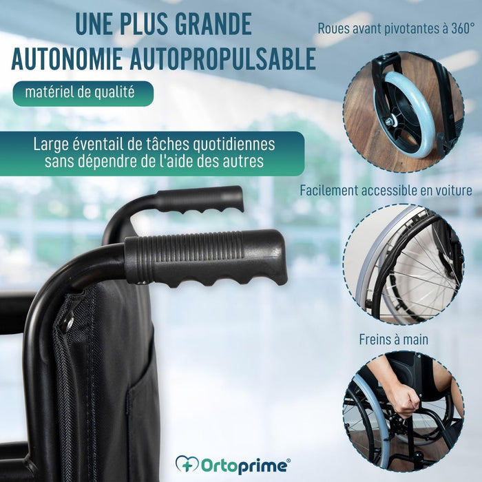 Chaise Roulante Pliante Auto-propulsée Avec Ceinture de Sécurité