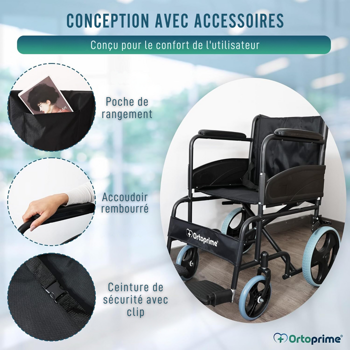 Fauteuil Roulant Pliable Orthopédique pour Adultes