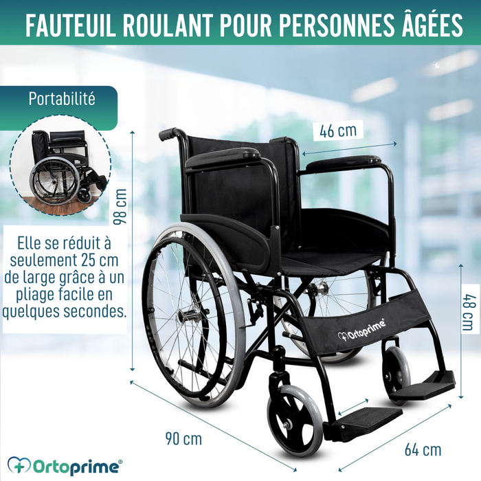 Chaise Roulante Pliante Auto-propulsée Avec Ceinture de Sécurité