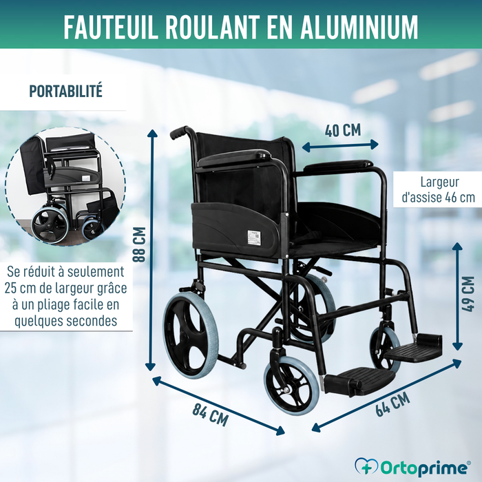 Fauteuil Roulant Pliable Orthopédique pour Adultes