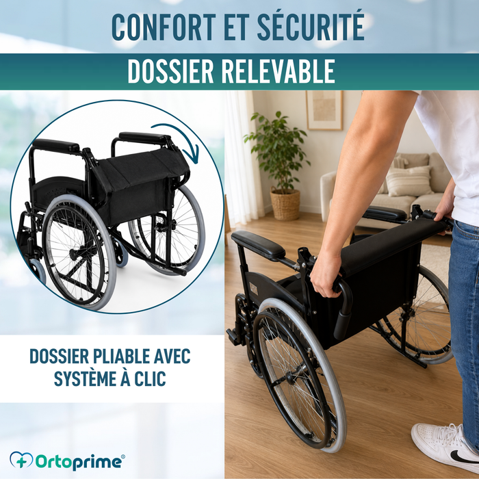 Fauteuil Roulant Pliable Leger pour Adulte Autopropulsable