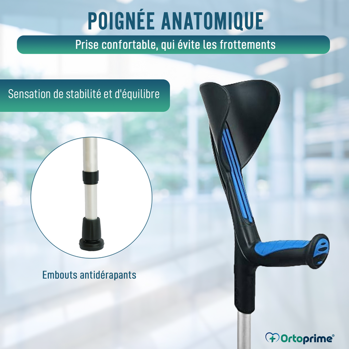 Canne Anglaise Orthopédique Anatomique | Bleue | 1 unité