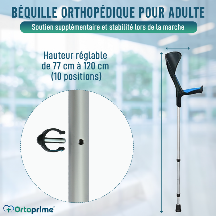 Canne Anglaise Orthopédique Anatomique | Bleue | 1 unité