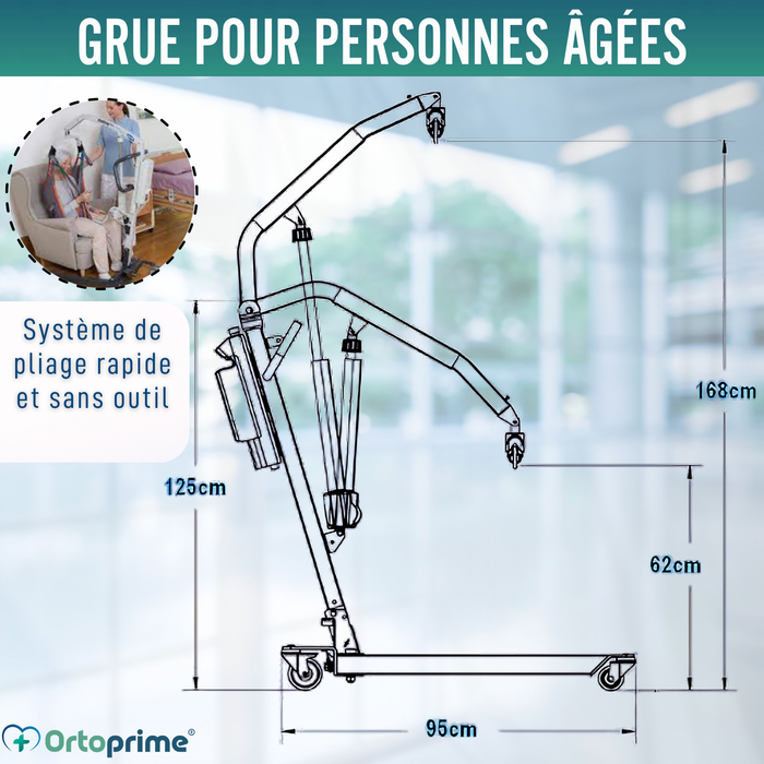 Grue pour Élever Patients Haute Qualité | Harnais Inclus