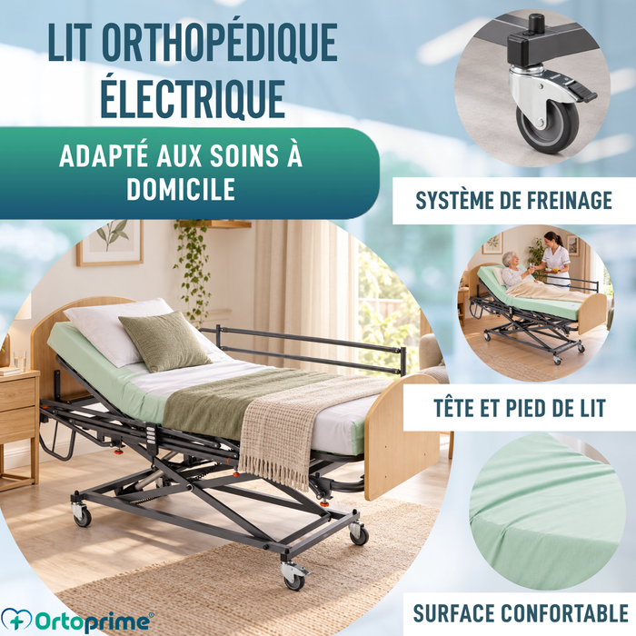 Lit Médicalisé Articulé Électrique avec Élévation | Pack Résistance