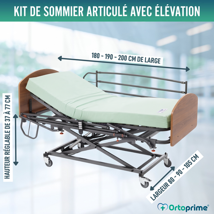 Lit Médicalisé Articulé Électrique avec Élévation | Pack Résistance