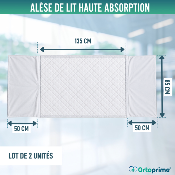 PACK de 2 Alèses Ultra Absorbantes pour Lit 135 cm - 4,65 Litres/m2