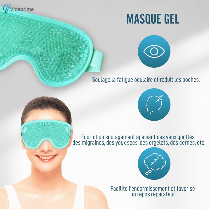 Masque de Gel Froid et Chaud avec Bande Ajustable pour les Yeux