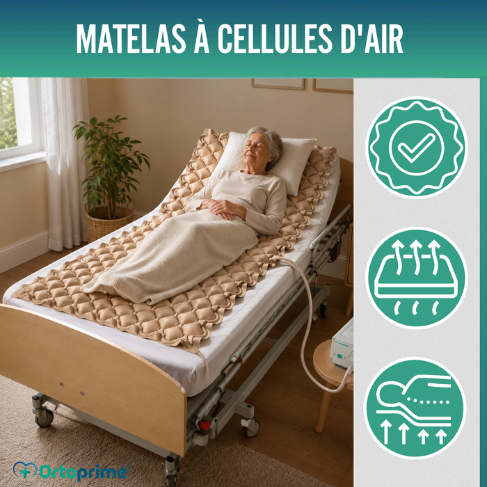 Matelas anti-escarres avec Compresseur et Cellules d'air Alternantes