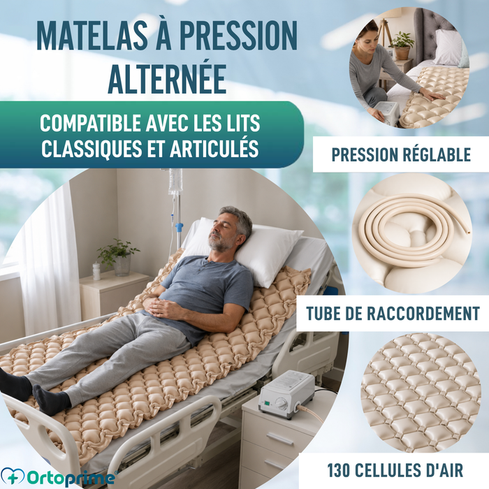 Matelas anti-escarres avec Compresseur et Cellules d'air Alternantes