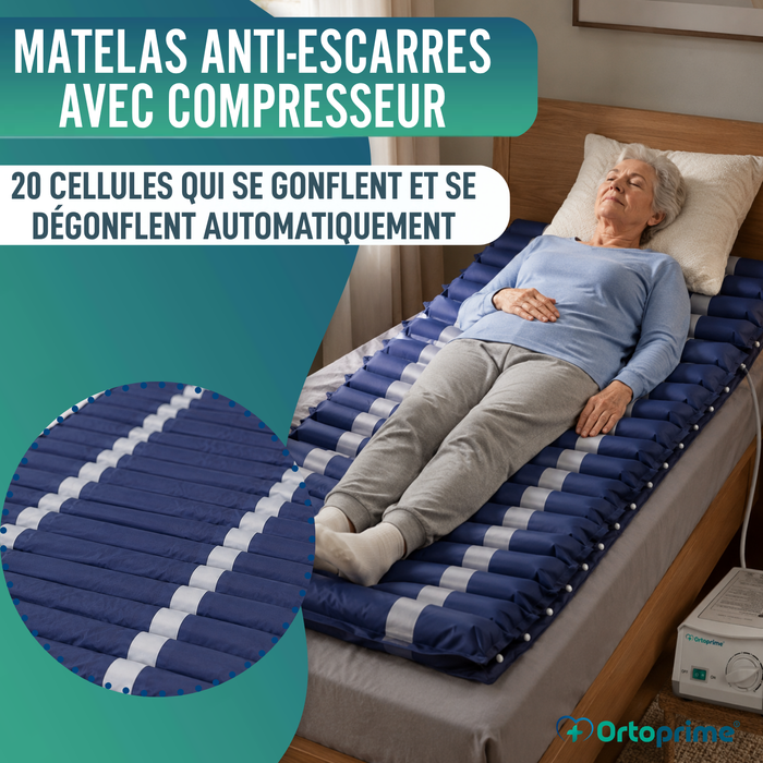 Matelas Anti-escarres à Air avec Compresseur Silence pour Lit