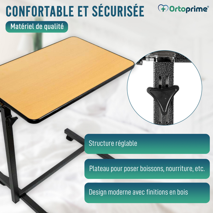 Table d'appoint pliante avec hauteur réglable et plateau inclinable à 90°