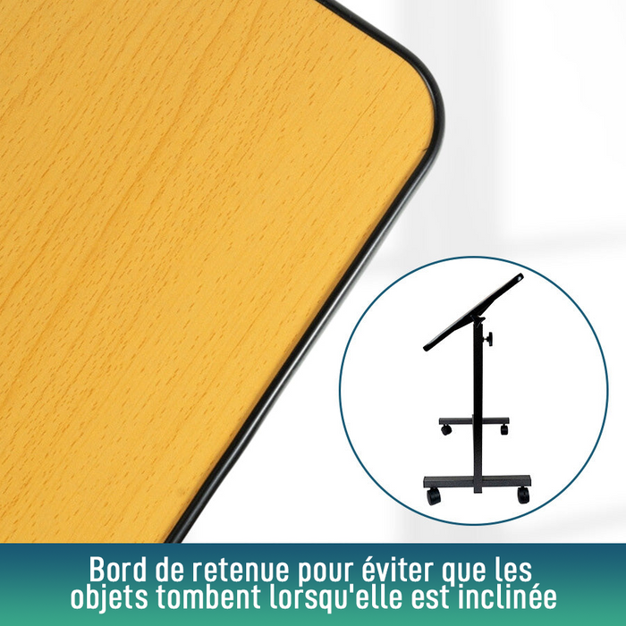 Table d'appoint pliante avec hauteur réglable et plateau inclinable à 90°