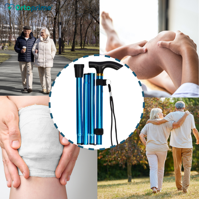 Canne Pliante et Extensible pour Marcher | Canne Bleue