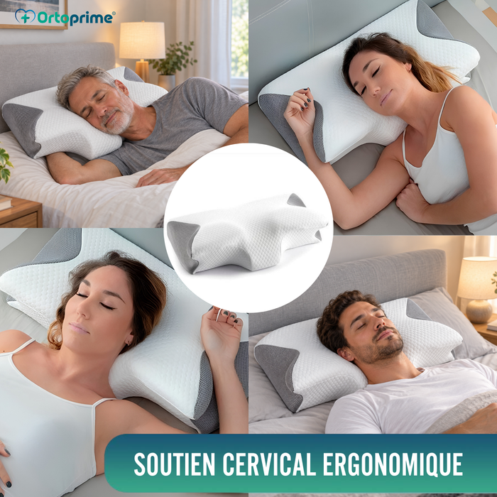 Oreiller ergonomique en Mousse à Mémoire de Forme pour la Nuque avec Contour