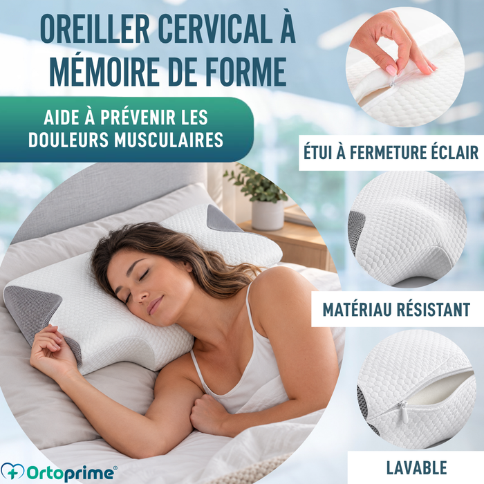 Oreiller ergonomique en Mousse à Mémoire de Forme pour la Nuque avec Contour
