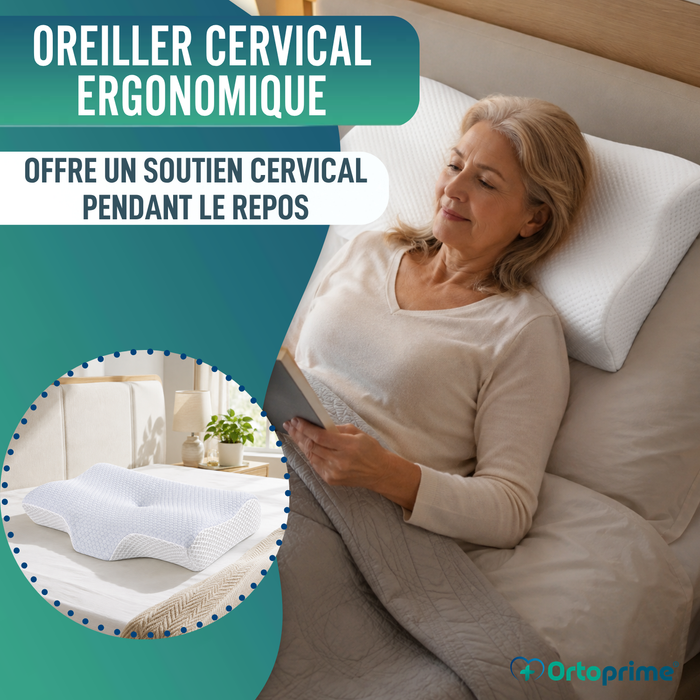 Oreiller Cervical Ergonomique en Mousse Viscoélastique | Sommeil Réparateur