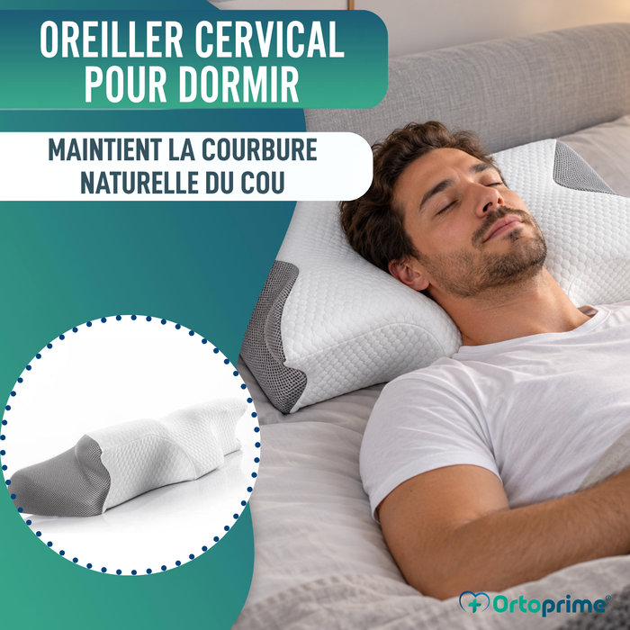 Oreiller ergonomique en Mousse à Mémoire de Forme pour la Nuque avec Contour