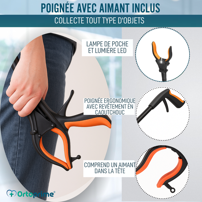 Pince Ramasse-Objets avec Aimant et LED | Pliable
