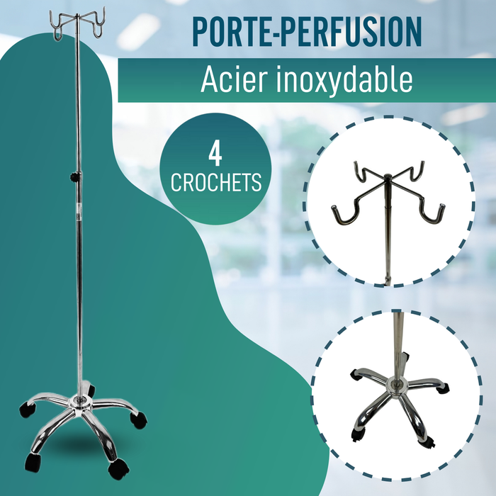 Porte-Perfusion Hospitalier Portable Professionnel et Domestique