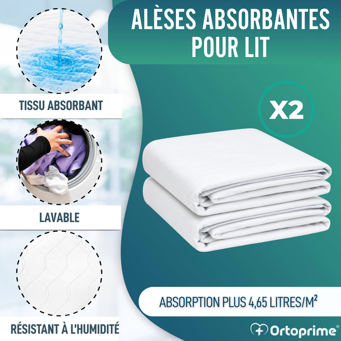 PACK 2 Alèses Absorbantes Lavables Lit 90cm Plus 4,65 Litres/m2