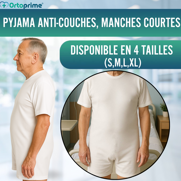 Pyjama Anti-couche avec Fermeture Éclair | Manches Courtes