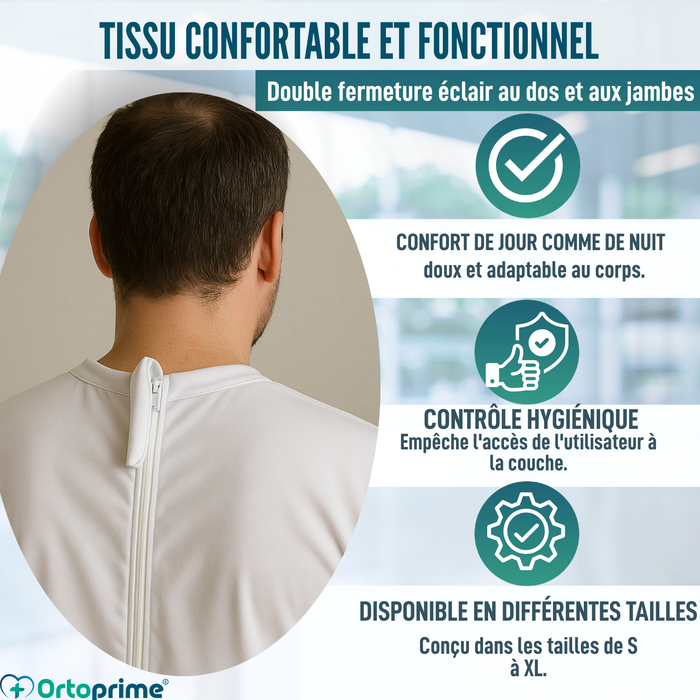Pyjama Anti-couche avec Fermeture Éclair | Manches Courtes