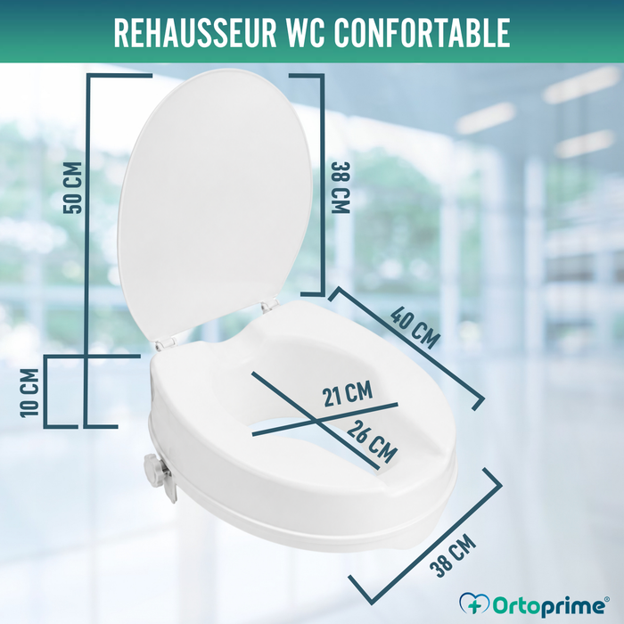 Rehausseur WC avec Couvercle 10 cm | Universel