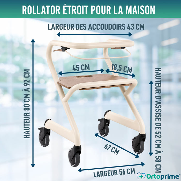 Rollator avec Siège et Frein Central | Usage Intérieur