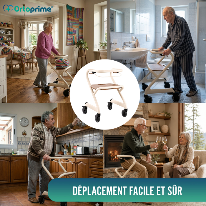 Rollator avec Siège et Frein Central | Usage Intérieur