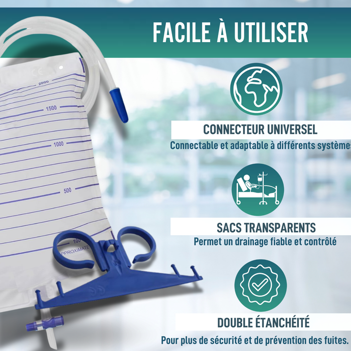 Sacs à Urine 2L Homme et Femme | Pack de 25 Unités