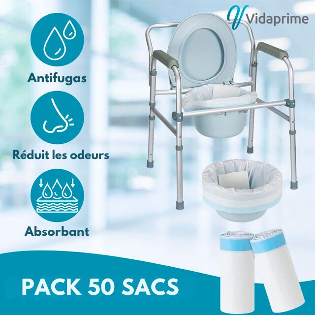 Sacs Jetables pour Toilettes avec Coussinets et Poignées | Pack 50