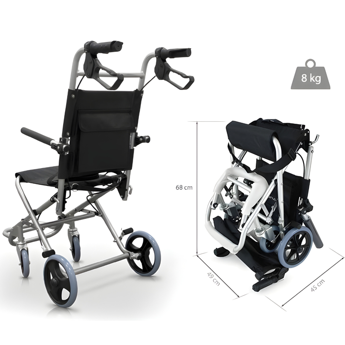 Fauteuil Roulant en aluminium pliante avec freins supplémentaires | Usage domestique