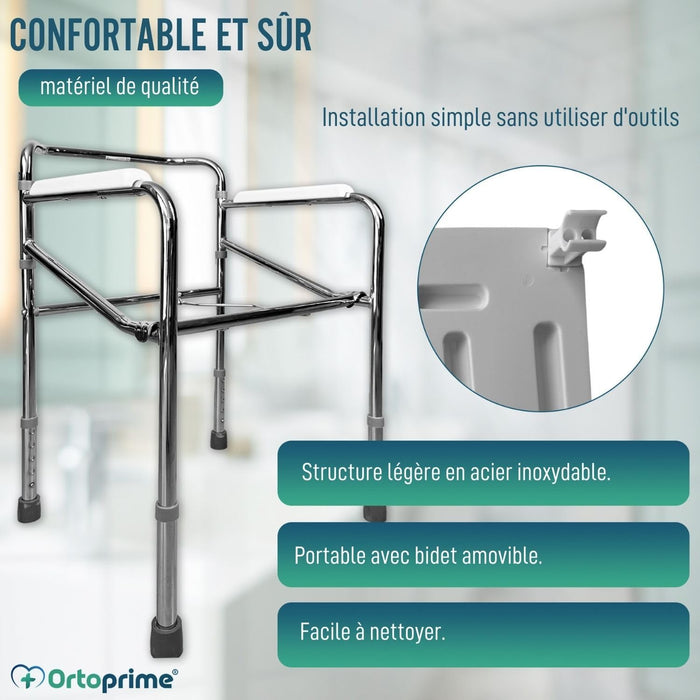 Chaise WC Portable avec Urinoir Intégré et Réglable en Hauteur