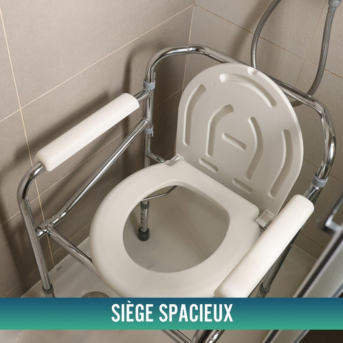 Chaise WC Portable avec Urinoir Intégré et Réglable en Hauteur