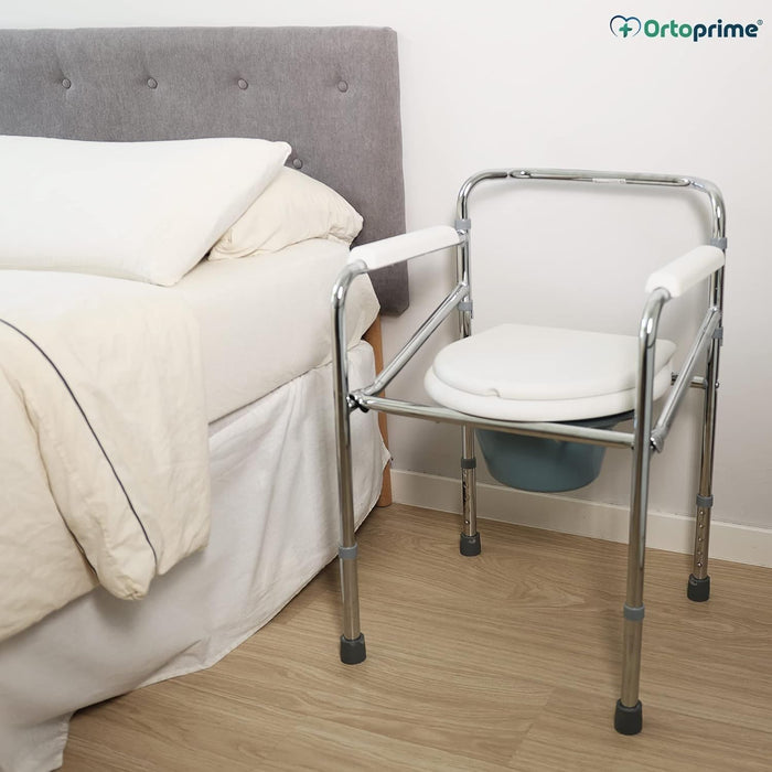 Chaise WC Portable avec Urinoir Intégré et Réglable en Hauteur